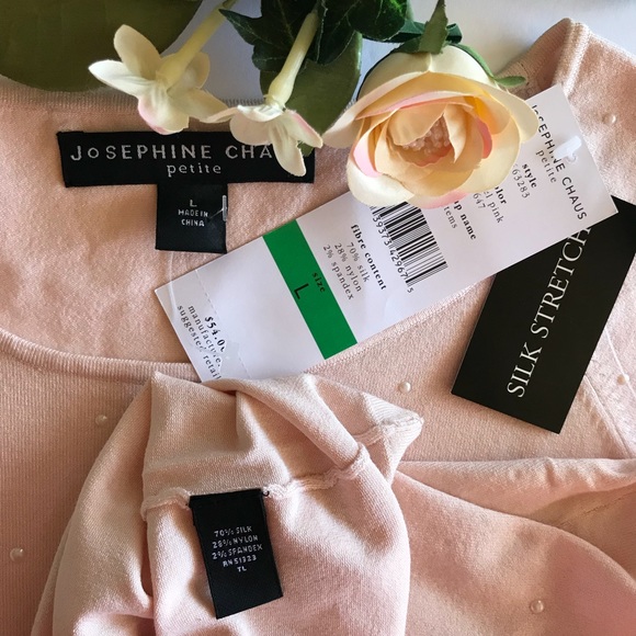 Pretty in Pink Silk Blend Fine Knit Pearly Top - Picture 2 of 6